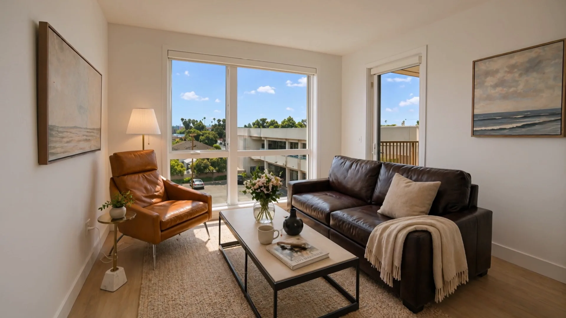 Furnished home atmosphere—warm living room details